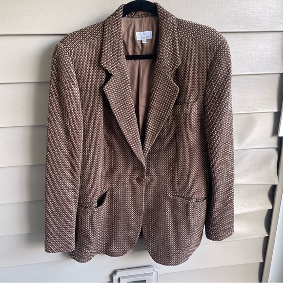 Zanella Jackets & Blazers - Zanella Platinum Women Blazer Linen Wool Blend Size 10 Sand Tweed Carrier